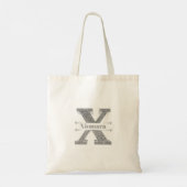 Gepersonaliseerde X Initiaal Silver Monogram Jouw Tote Bag (Achterkant)