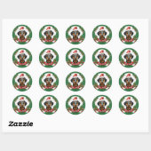 Gepersonaliseerde Xmas Doberman Hond Vrolijk Kerst Ronde Sticker (Vel)