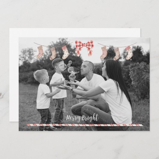 Gepersonaliseerde Xmas Kaart met sokken (Voorkant / Achterkant)