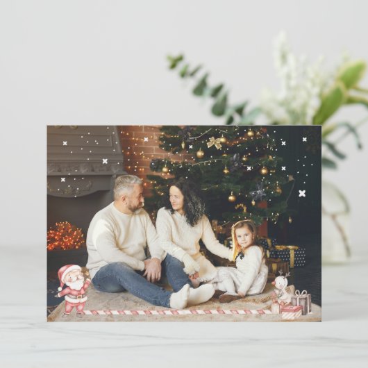 Gepersonaliseerde Xmas Kaart w / Santa & cadeaus (Staand voorkant)