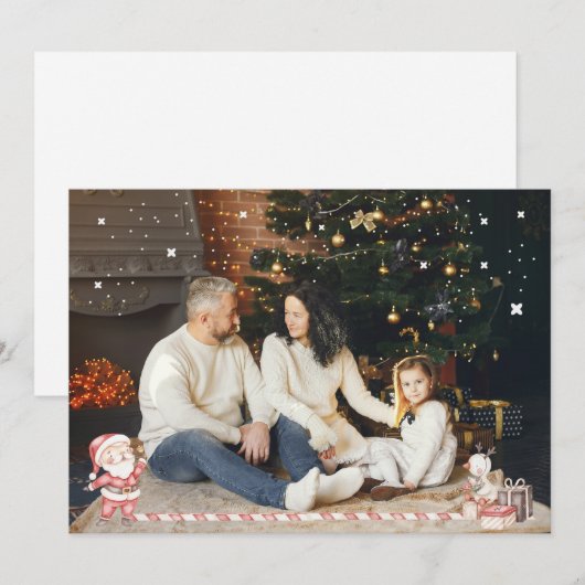 Gepersonaliseerde Xmas Kaart w / Santa & cadeaus (Voorkant / Achterkant)