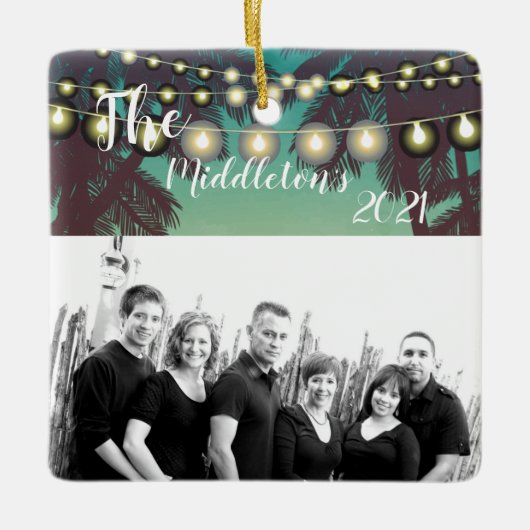 Gepersonaliseerde XMAS Ornament Beach Sunset Palm  (Voorkant)