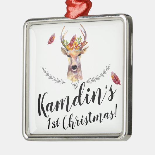 Gepersonaliseerde XMAS Ornament boho hert Buck hoo (Links)