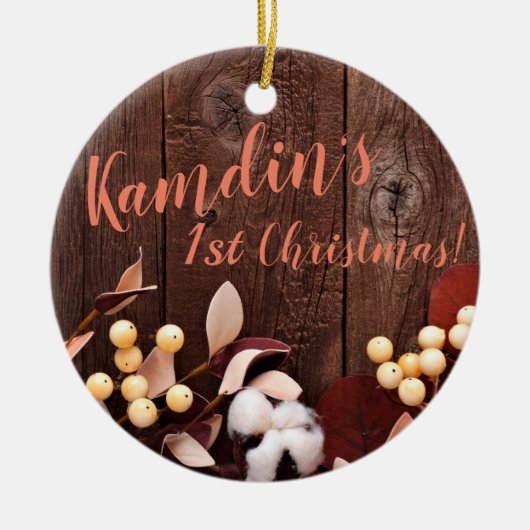 Gepersonaliseerde XMAS Ornament Cotton Branch op D (Voorkant)