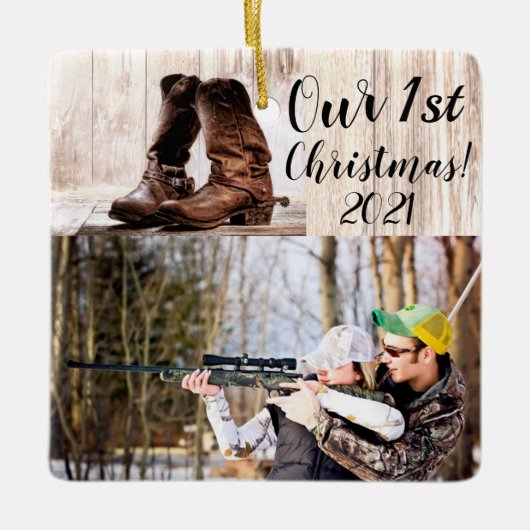 Gepersonaliseerde XMAS Ornament laarzen land rusti (Voorkant)