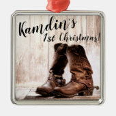 Gepersonaliseerde XMAS Ornament laarzen land rusti (Voorkant)