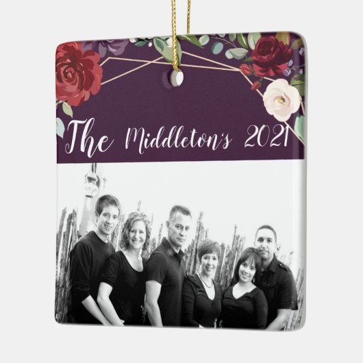 Gepersonaliseerde XMAS Ornament Plum Paarse Rozen (Links)