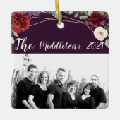 Gepersonaliseerde XMAS Ornament Plum Paarse Rozen  (Voorkant)