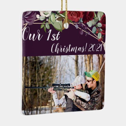 Gepersonaliseerde XMAS Ornament Plum Paarse Rozen  (Rechts)