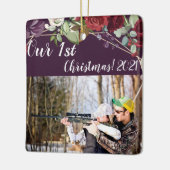 Gepersonaliseerde XMAS Ornament Plum Paarse Rozen  (Links)