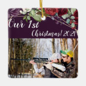 Gepersonaliseerde XMAS Ornament Plum Paarse Rozen  (Voorkant)