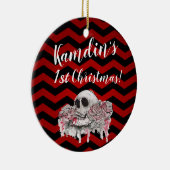 Gepersonaliseerde XMAS Ornament schedel Roos gothi (Rechts)