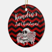 Gepersonaliseerde XMAS Ornament schedel Roos gothi (Links)