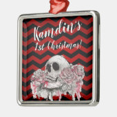Gepersonaliseerde XMAS Ornament schedel Roos gothi (Links)