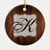 Gepersonaliseerde XMAS Ornament Schuur Hout Land R (Voorkant)