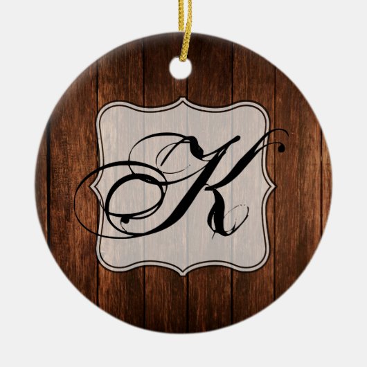 Gepersonaliseerde XMAS Ornament Schuur Hout Land R (Voorkant)