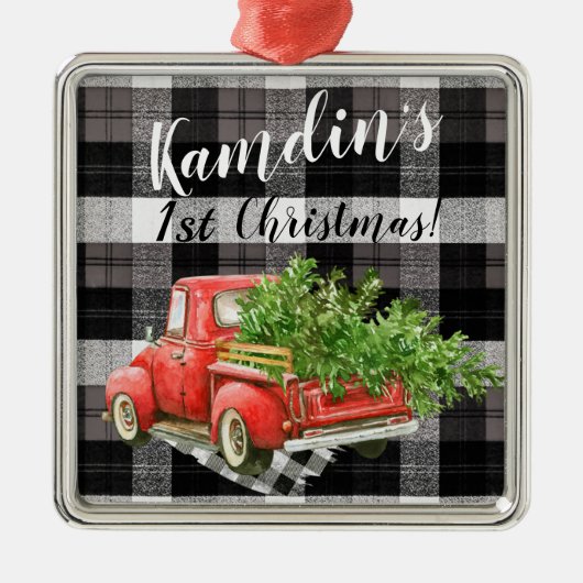 Gepersonaliseerde XMAS Ornament Truck Buffalo Plai (Voorkant)