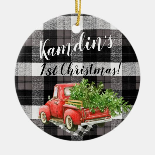 Gepersonaliseerde XMAS Ornament Truck Buffalo Plai (Voorkant)