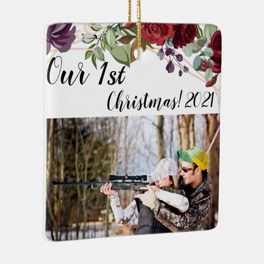 Gepersonaliseerde XMAS Ornament Witte Rozen Gouden (Rechts)