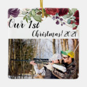 Gepersonaliseerde XMAS Ornament Witte Rozen Gouden (Voorkant)