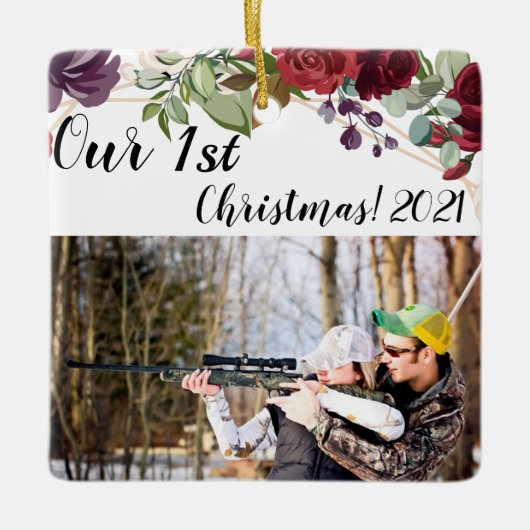 Gepersonaliseerde XMAS Ornament Witte Rozen Gouden (Voorkant)