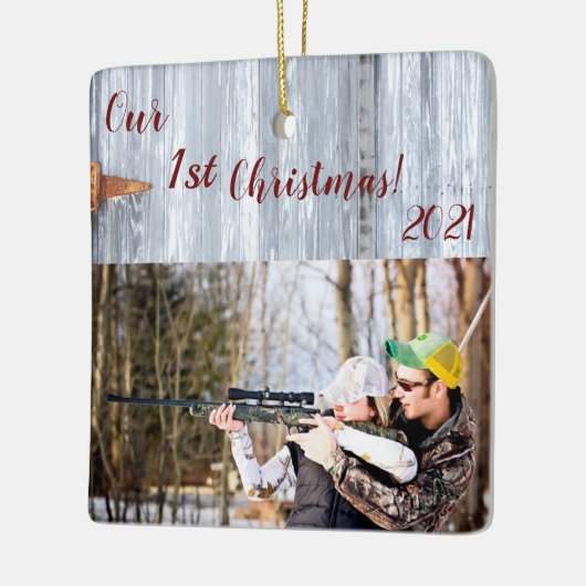 Gepersonaliseerde XMAS Ornament Witte Wash Wood Ba (Links)