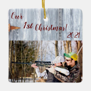 Gepersonaliseerde XMAS Ornament Witte Wash Wood Ba