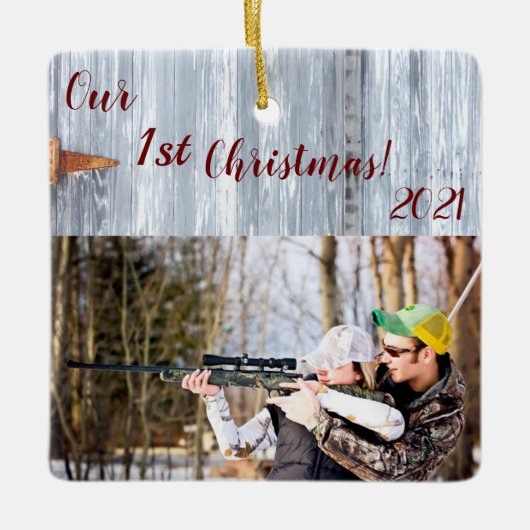 Gepersonaliseerde XMAS Ornament Witte Wash Wood Ba (Voorkant)