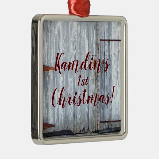Gepersonaliseerde XMAS Ornament Witte Wash Wood Ba (Rechts)