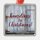 Gepersonaliseerde XMAS Ornament Witte Wash Wood Ba (Voorkant)