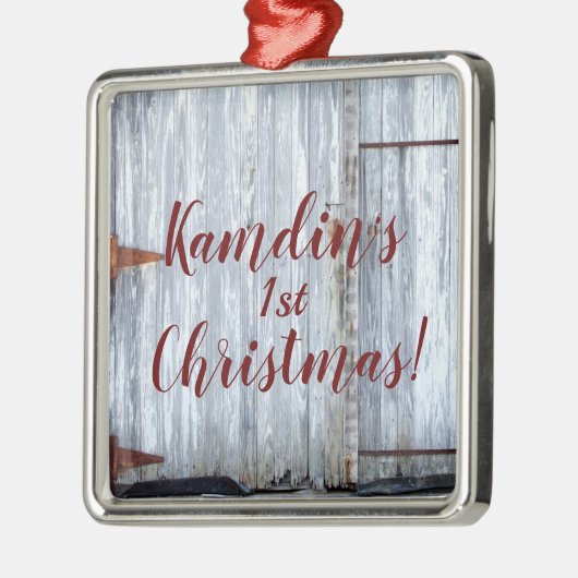 Gepersonaliseerde XMAS Ornament Witte Wash Wood Ba (Links)