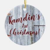 Gepersonaliseerde XMAS Ornament Witte Wash Wood Ba (Voorkant)