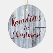 Gepersonaliseerde XMAS Ornament Witte Wash Wood Ba (Links)