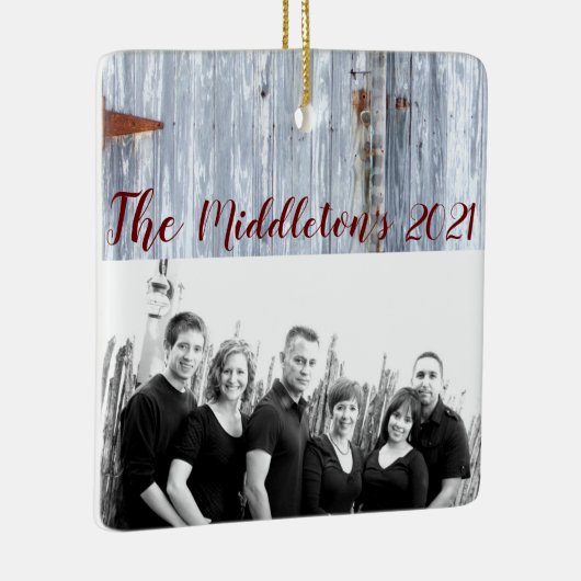 Gepersonaliseerde XMAS Ornament Witte Wash Wood Ba (Rechts)