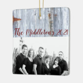 Gepersonaliseerde XMAS Ornament Witte Wash Wood Ba (Links)