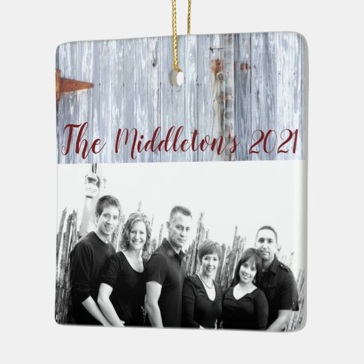 Gepersonaliseerde XMAS Ornament Witte Wash Wood Ba (Links)