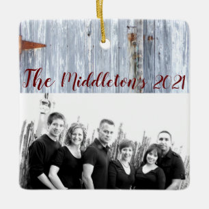 Gepersonaliseerde XMAS Ornament Witte Wash Wood Ba