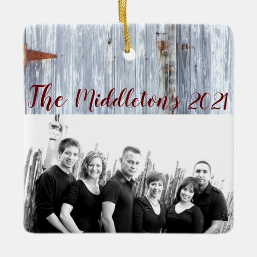 Gepersonaliseerde XMAS Ornament Witte Wash Wood Ba (Voorkant)