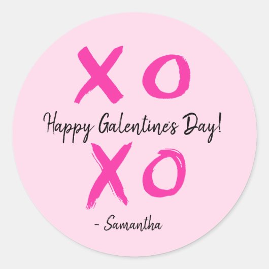 Gepersonaliseerde XOXO - Happy Galentine's Day Sch Ronde Sticker (Voorkant)