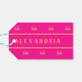 Gepersonaliseerde XOXO Hot Pink Valentijn's Day Cadeaulabel (Achterkant Horizontaal)