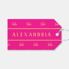 Gepersonaliseerde XOXO Hot Pink Valentijn's Day Cadeaulabel