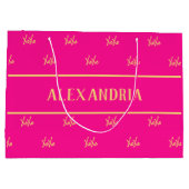 Gepersonaliseerde XOXO Hot Pink Valentijn's Day Groot Cadeauzakje (Achterkant)