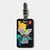 Gepersonaliseerde Y Initiaal Silver Monogram Jouw Bagagelabel (Voorkant verticaal)