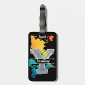 Gepersonaliseerde Y Initiaal Silver Monogram Jouw Bagagelabel (Achterkant verticaal)