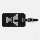 Gepersonaliseerde Y Initiaal Silver Monogram Jouw  Bagagelabel (Voorkant horizontaal)
