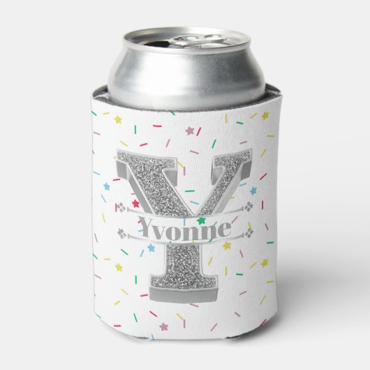 Gepersonaliseerde Y Initiaal Silver Monogram Jouw Blikjeskoeler (Blikje Voorkant)