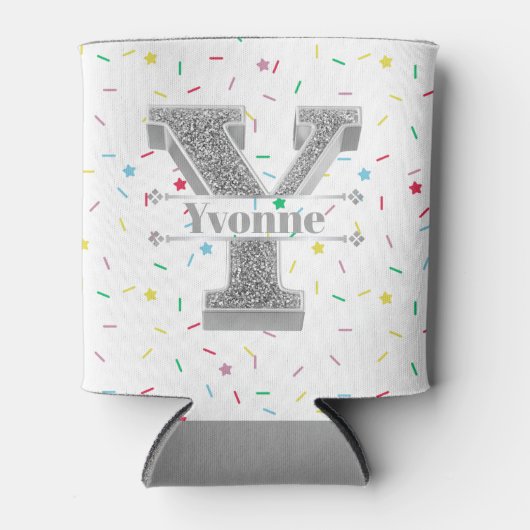 Gepersonaliseerde Y Initiaal Silver Monogram Jouw Blikjeskoeler (Voorkant)