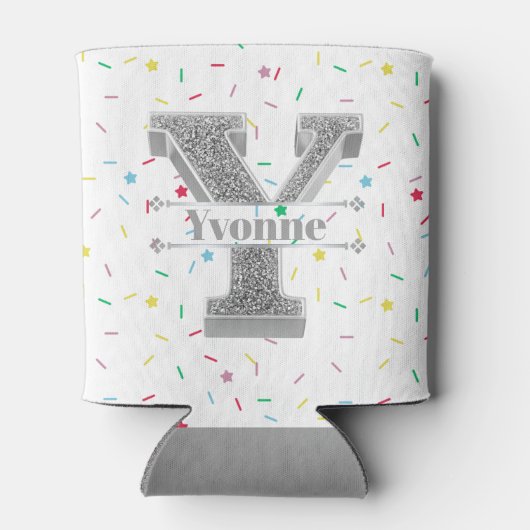 Gepersonaliseerde Y Initiaal Silver Monogram Jouw Blikjeskoeler (Achterkant)