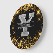 Gepersonaliseerde Y Initiaal Silver Monogram Jouw  Grote Klok (Hoek)