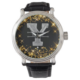 Gepersonaliseerde Y Initiaal Silver Monogram Jouw Horloge